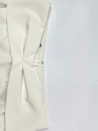 Long Sleeves Loose Pleated Solid Color Split-Front Off-The-Shoulder Blouses&Shirts Tops