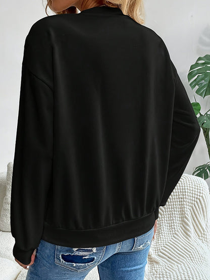 Long Sleeves Loose Bowknot Leopard Round-Neck Sweatshirt Tops