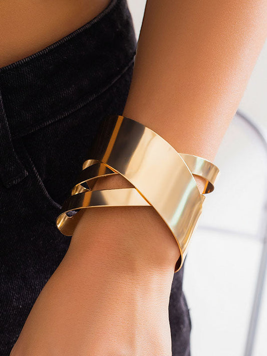 Geometric Hollow Solid Color Bracelet Accessories GOLD One_size