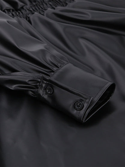 Mini-robes à manches bouffantes amples, élastiques, plissées, fendues, col Claudine 