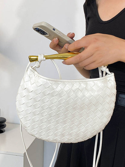 Geometric Split-Joint Woven Zipper Bags Handbags