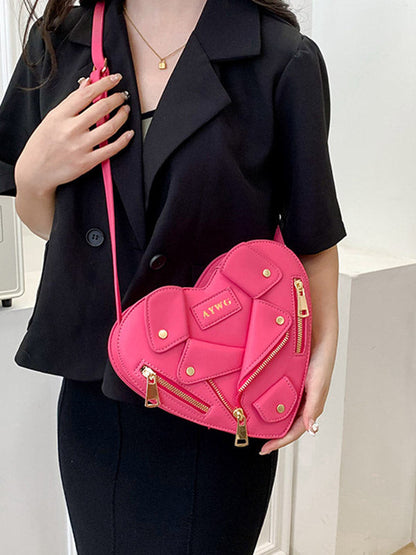 Heart Shape Split-Joint Zipper Bags Crossbody Bags Handbags