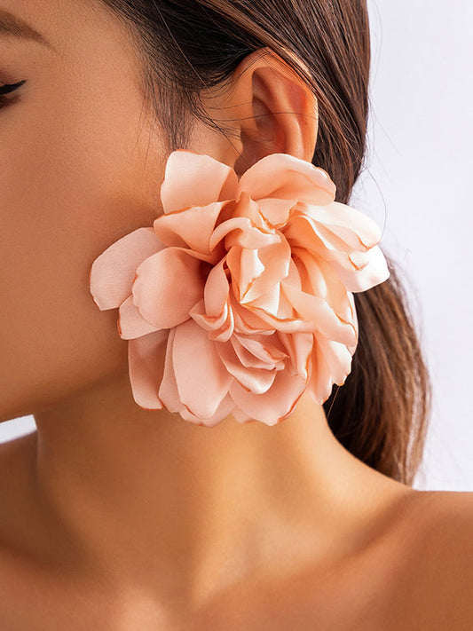 Solid Color Three-Dimensional Flower Drop Earrings PINK One_size