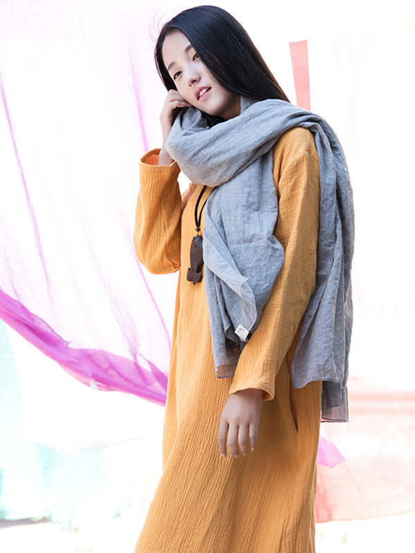 8 Colors Vintage Solid Color Ramie Cotton Shawl Scarf