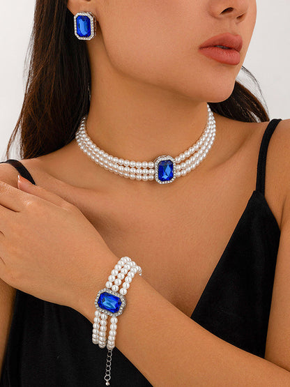 Geometric Layered Rhine Stones Bracelet Accessories + Necklaces Accessories + Earrings Accessories