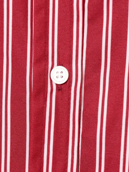 Striped Contrast Color Buttoned Loose Long Sleeves Lapel Blouses&shirts Tops