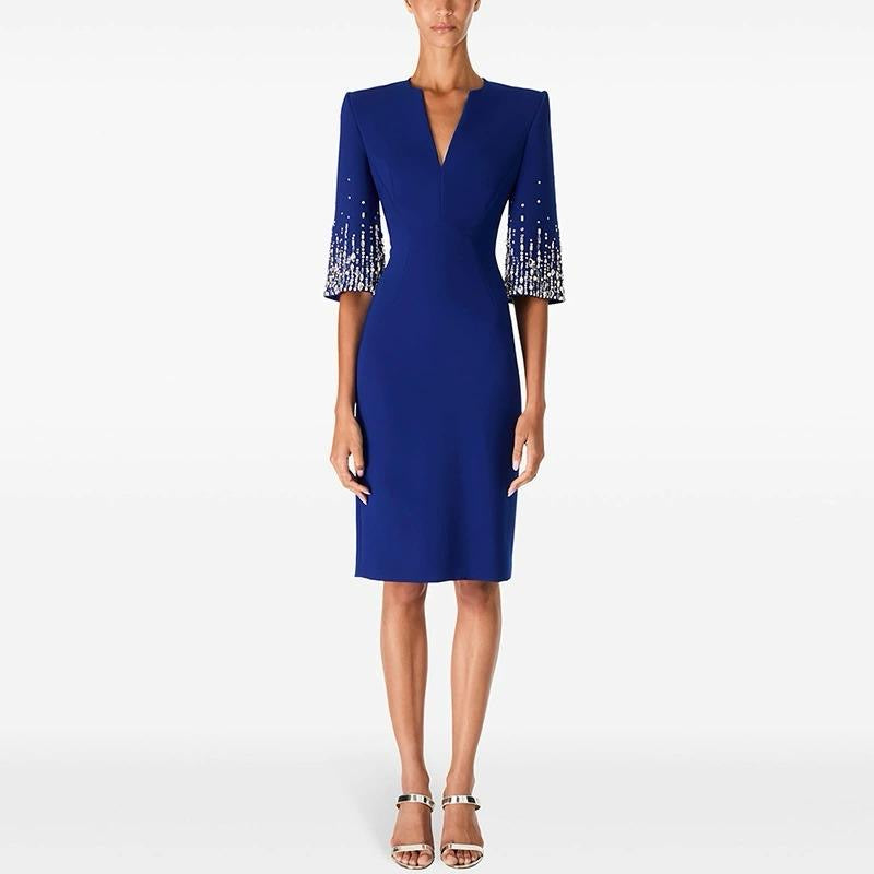 LYDIA Long Sleeve Classic Bodycon Dress BLUE