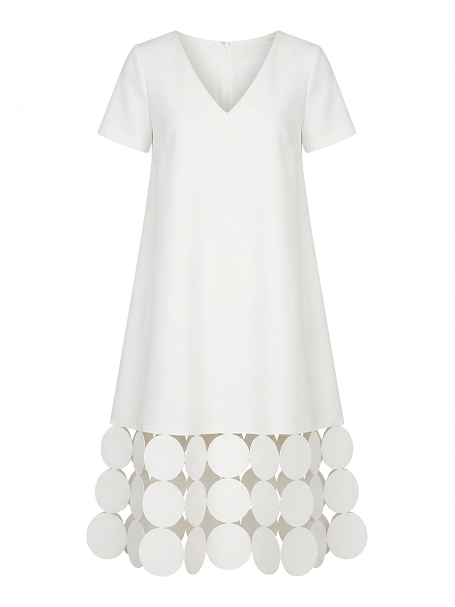 A-line Loose Solid Color Split-Joint Tasseled V-neck Midi Dresses