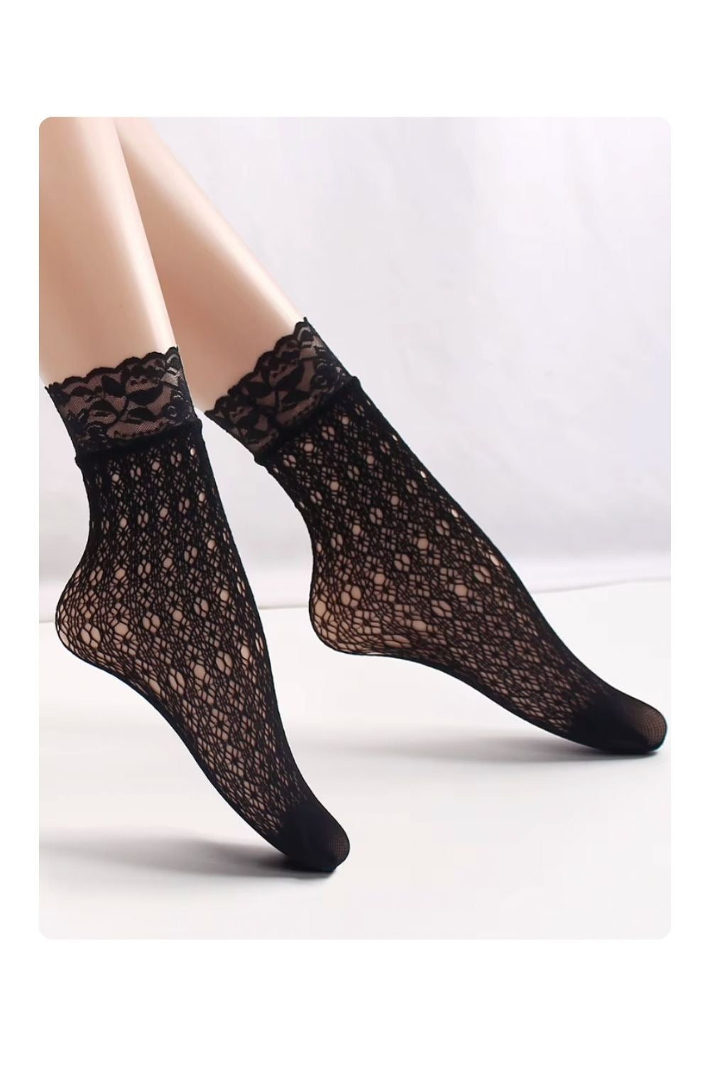 Black Rose Lace Anklet Socks