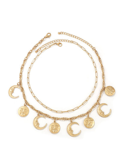 Colliers géométriques à double couche de couleur unie, accessoires 