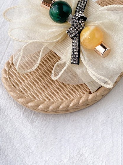 Bowknot Gauze Open Toe Split-Joint Slippers
