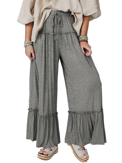 High Waisted Loose Pleated Solid Color Pants Trousers