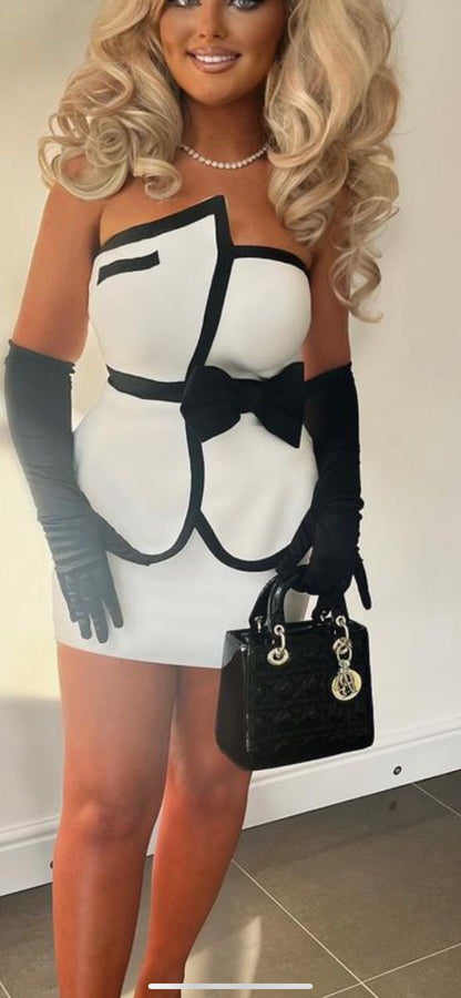 HARIS Strapless Bandage Dress WHITE