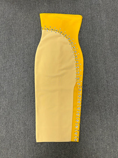 SKYLAR Strapless Crystals Bandage Dress