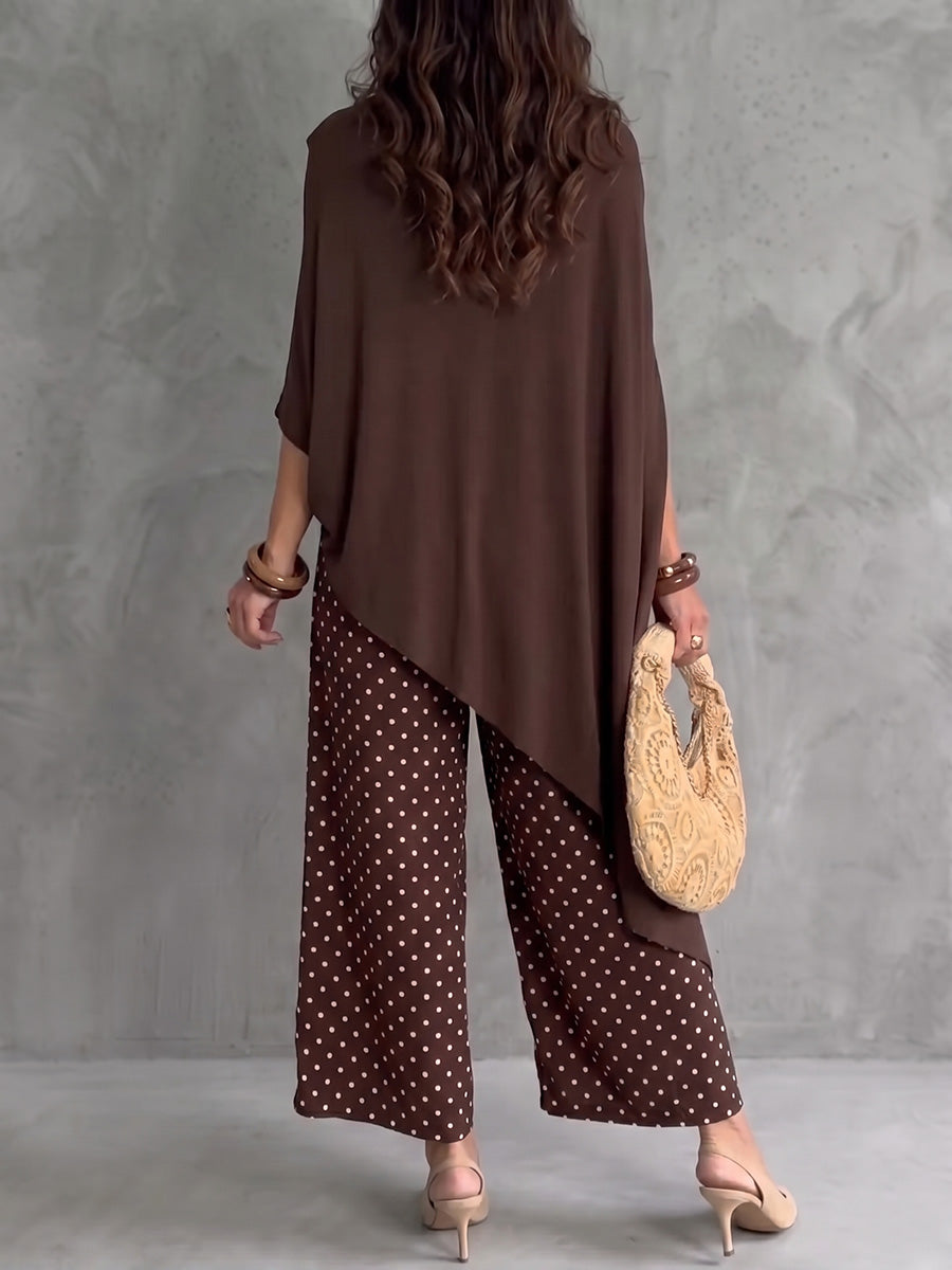 Batwing Sleeves Loose Asymmetric Solid Color Round-Neck Blouses&Shirts Tops