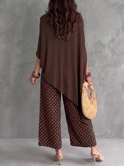 Batwing Sleeves Loose Asymmetric Solid Color Round-Neck Blouses&Shirts Tops
