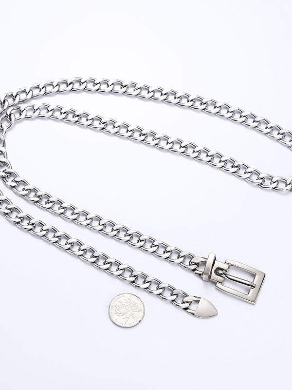 Buckle Chains Solid Color Belts