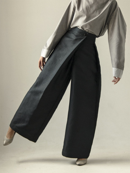 Loose Wide Leg Asymmetric Solid Color Casual Pants Bottoms Trousers