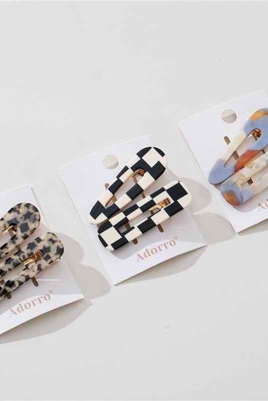 Gemma Printed Barrette Hair Clip, Set of 2