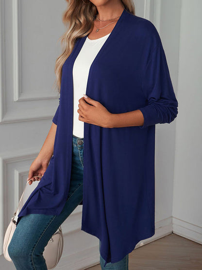 Vêtements d'extérieur amples à manches longues et col affirmé de couleur unie 