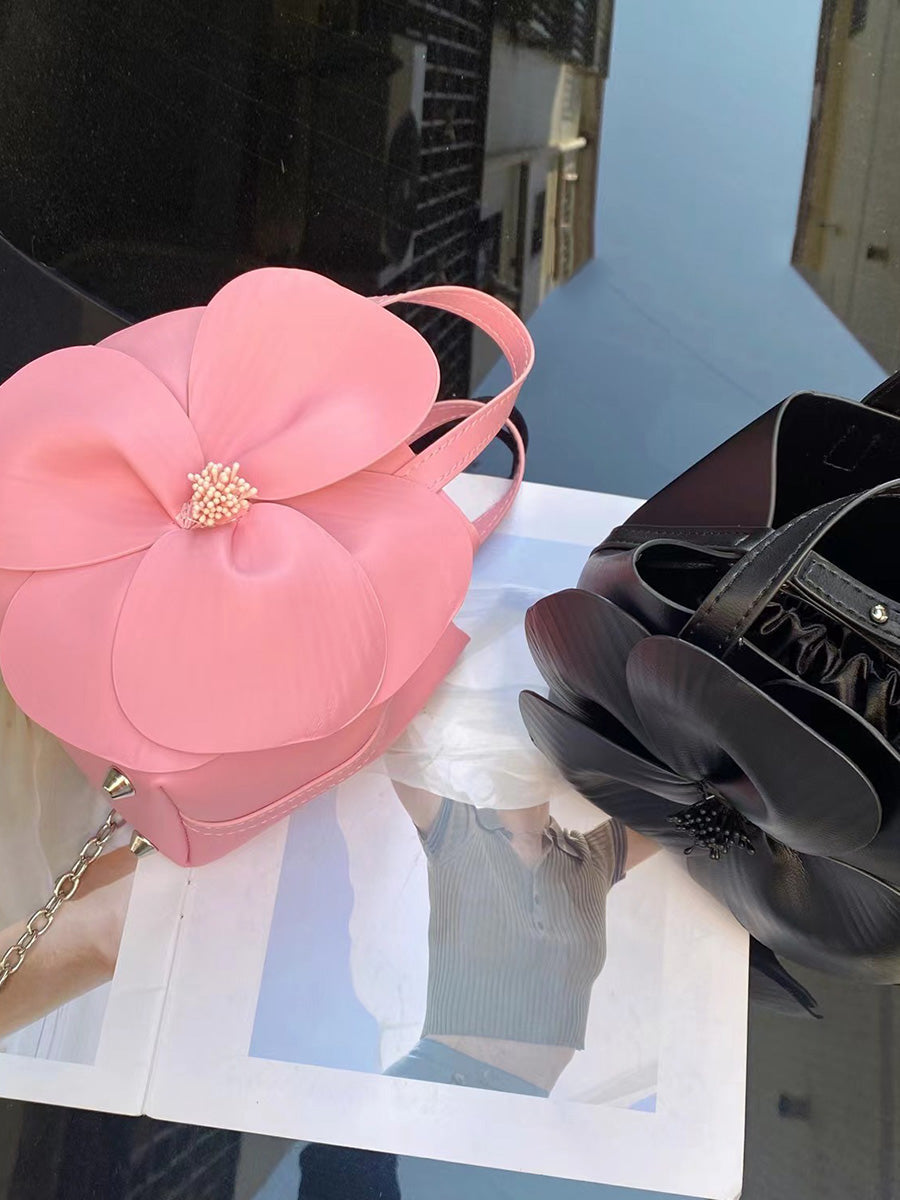 Solid Color Flower Shape Satchels Handbags