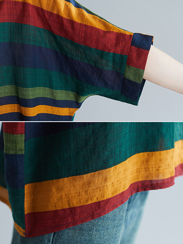 T-Shirts mit Regenbogenstreifen und Fledermausärmeln 