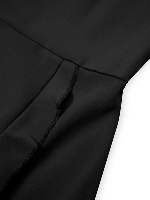 Mini-robes à manches évasées, manches mi-longues, élastiques, volants, couleur unie, fendues, taille nouée, col en V 