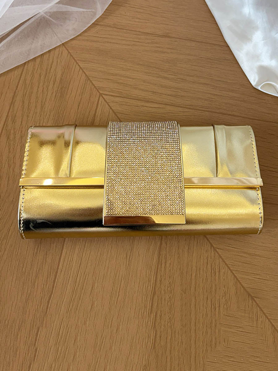 Solid Color Rhinestone Geometric Chains Handbags