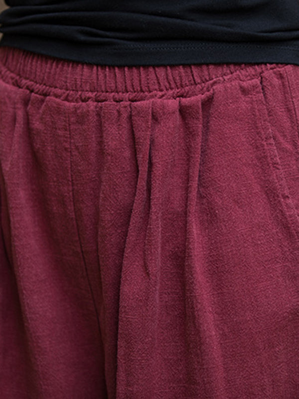 Elastische, einfarbige Hose mit weitem Bein 