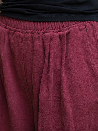 Elastische, einfarbige Hose mit weitem Bein 