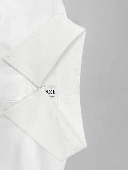 Half Sleeves Loose Buttoned Solid Color Lapel Blouses&Shirts Tops