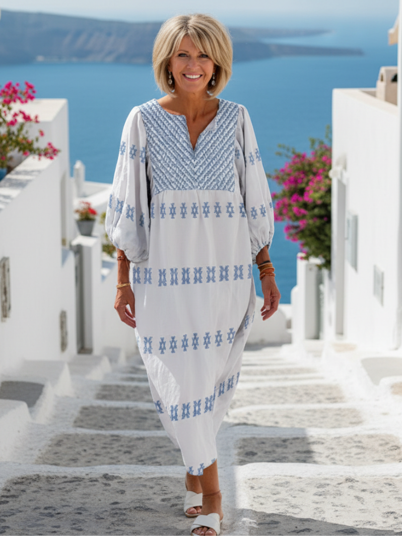 Carina | Women's Embroidered V Neck Maxi Dress