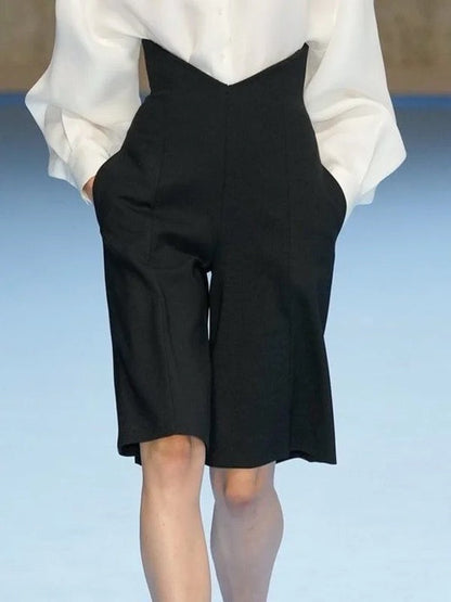 Loose Pockets Solid Color Shorts Bottoms