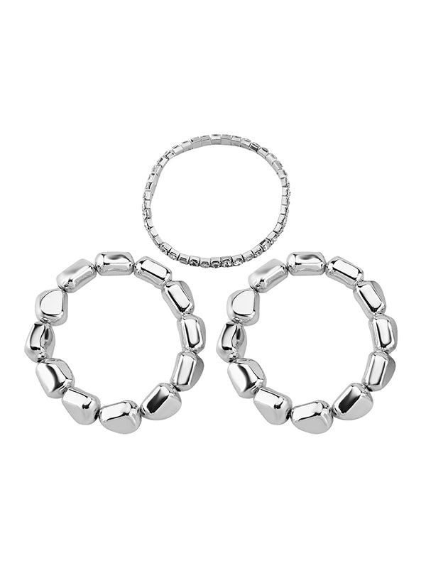 Normcore Geometric Rhine Stones Bracelet Accessories SILVER One_size