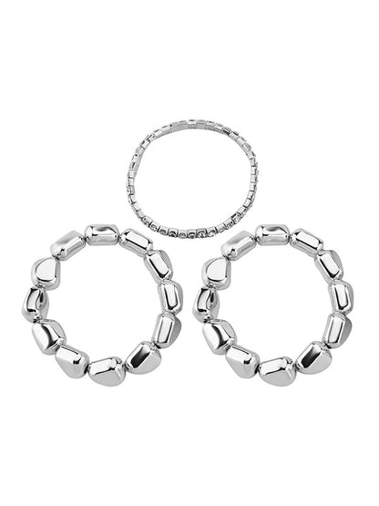 Normcore Geometric Rhine Stones Bracelet Accessories SILVER One_size