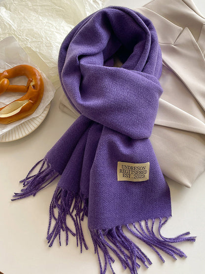 Keep Warm Tasseled Shawl&Scarf PURPLE One_size