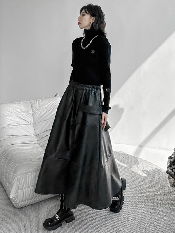 A-Line Hipster Solid Color Split-Joint Zipper Skirts Bottoms