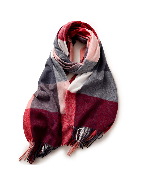 Keep Warm Plaid Tasseled Shawl&Scarf