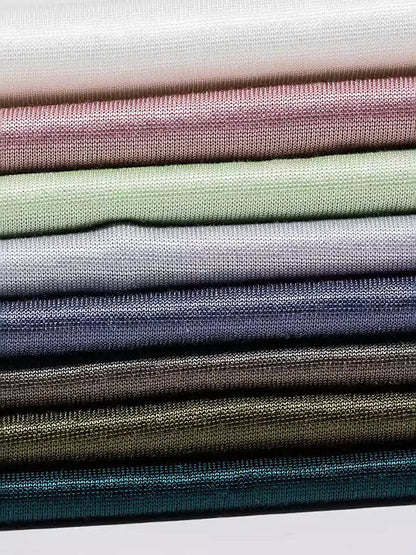 Loose Short Sleeves Shiny Solid Color Round-Neck T-Shirts Tops