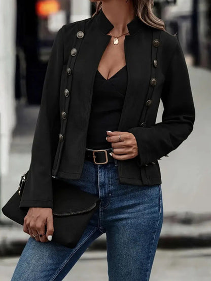 Vêtements d'extérieur amples à manches longues, boutonnés et à col montant fendu 