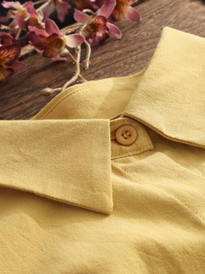 Chemises à manches longues et revers de couleur unie 