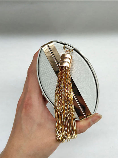 Sacs à main de banquet à pompons de couleur contrastée avec chaînes 