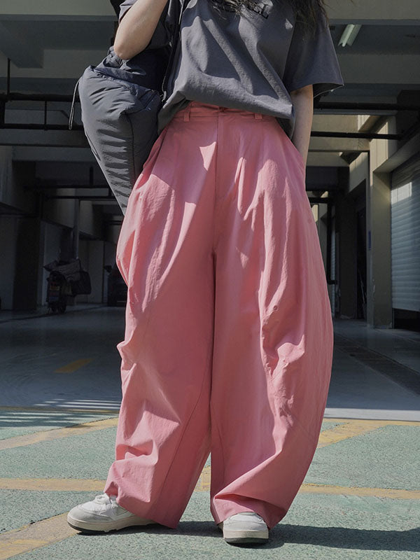 Loose Wide Leg Solid Color Split-Joint Casual Pants Bottoms Trousers