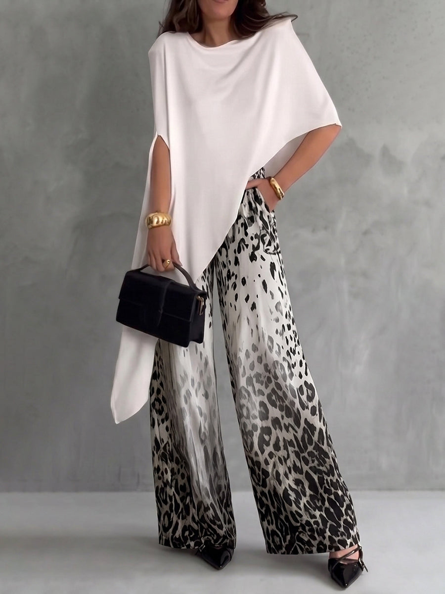 Batwing Sleeves Loose Asymmetric Solid Color Round-Neck Blouses&Shirts Tops