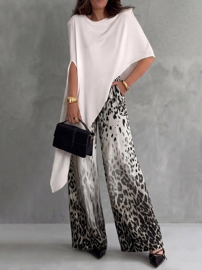 Batwing Sleeves Loose Asymmetric Solid Color Round-Neck Blouses&Shirts Tops