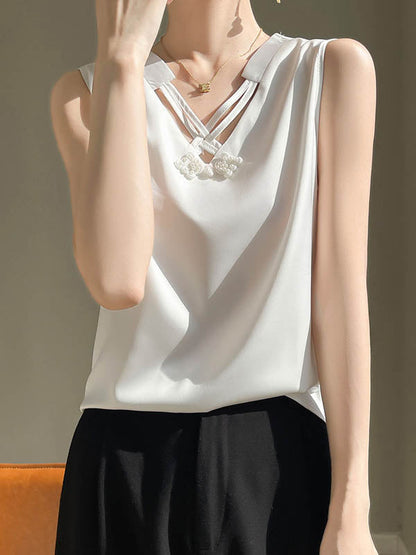 Loose Plus Size Solid Color V-Neck Vest Top