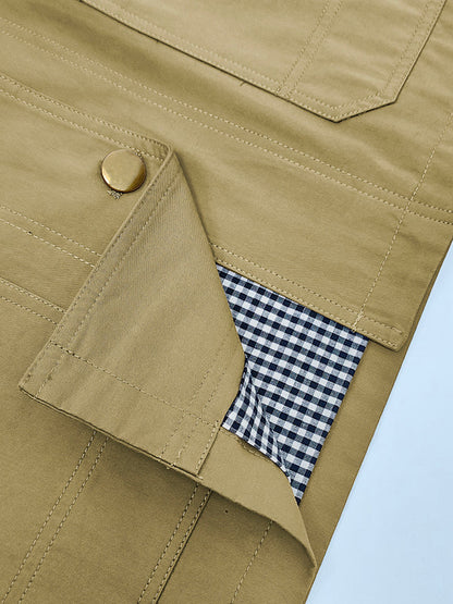 Long Sleeves Buttoned Contrast Color Pockets Lapel Jackets Outerwear With Shawl