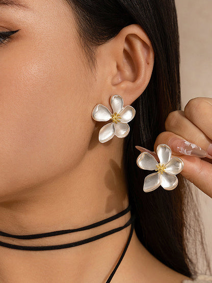 Flower Shape Tasseled Drop Earrings SILVER One_size