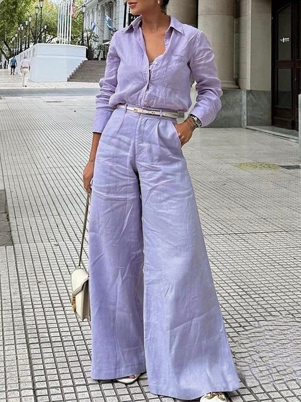 High Waisted Loose Solid Color Split-Joint Pants Trousers