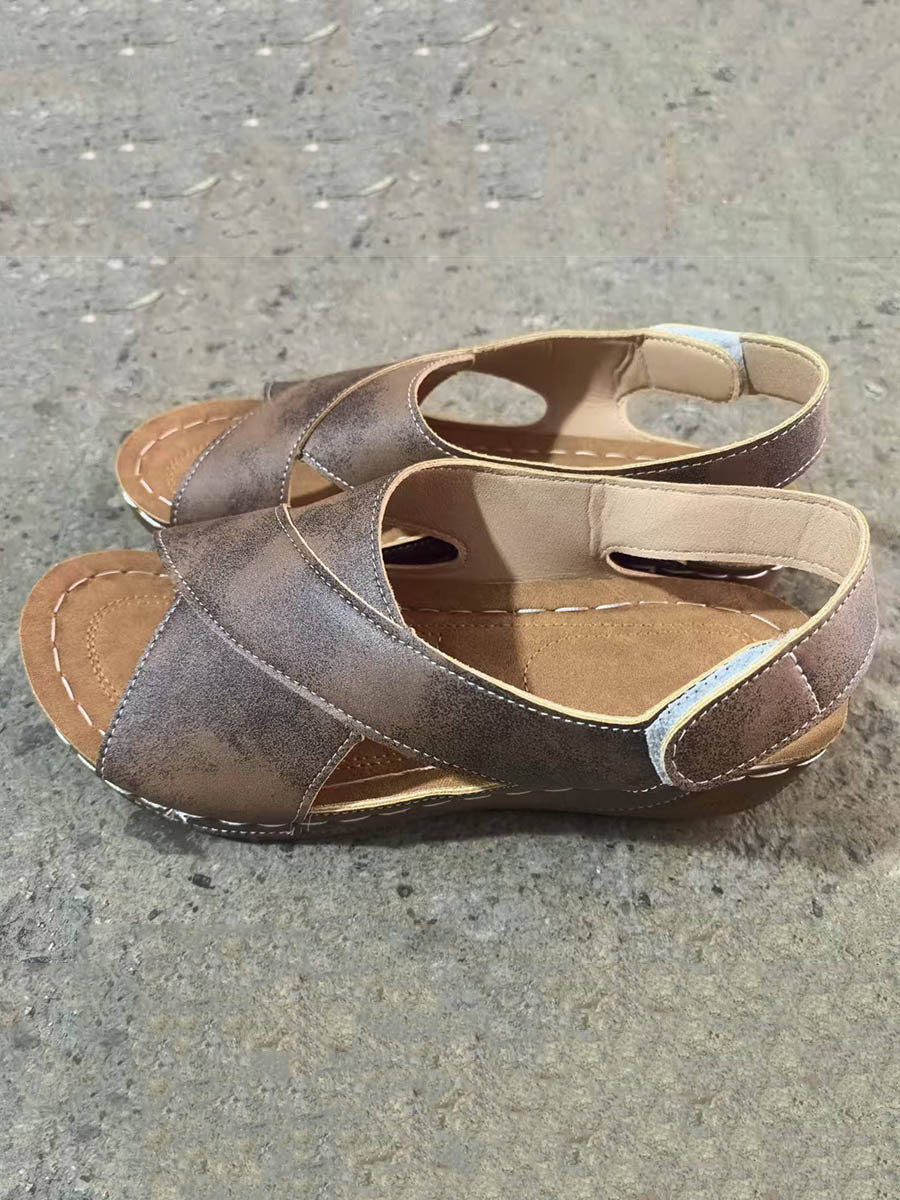 Contrast Color Hollow Open Toe Sandals